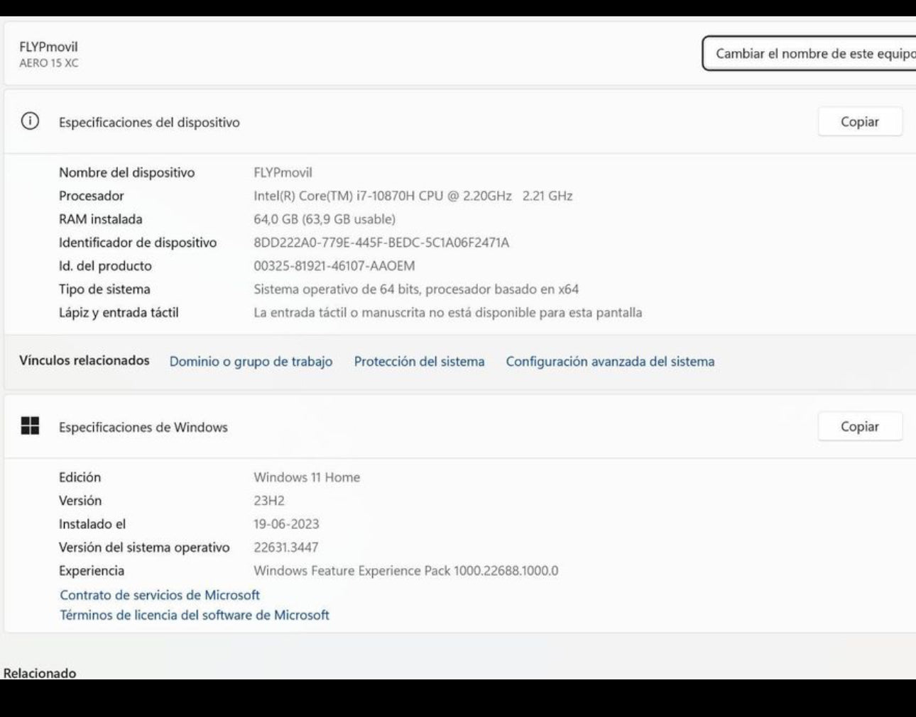Laptop GigaByte Aero 15 XC 64GB Ram 2TB